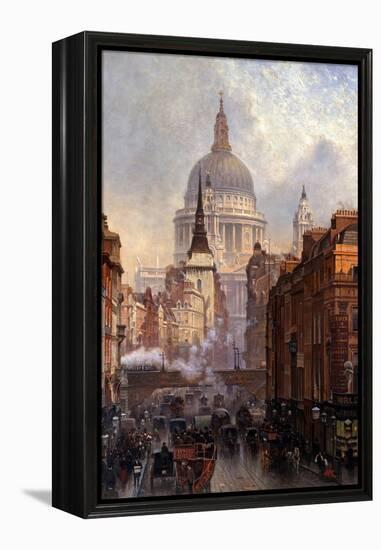 St. Paul's Cathedral and Ludgate Hill, London, England-John O'connor-Framed Premier Image Canvas