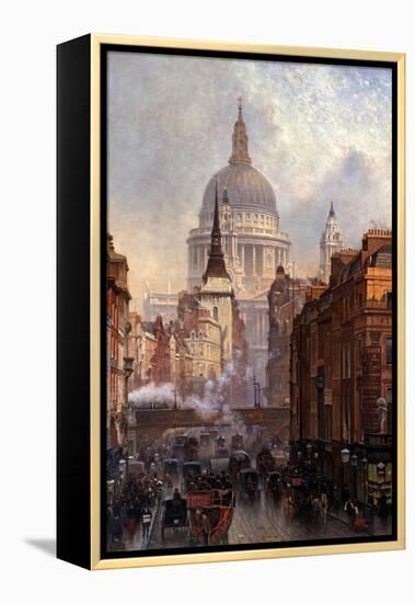 St. Paul's Cathedral and Ludgate Hill, London, England-John O'connor-Framed Premier Image Canvas