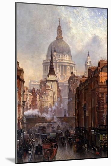 St. Paul's Cathedral and Ludgate Hill, London, England-John O'connor-Mounted Giclee Print