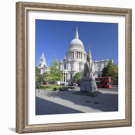 St. Paul's Cathedral, and Red Double Decker Bus, London, England, United Kingdom, Europe-Markus Lange-Framed Photographic Print