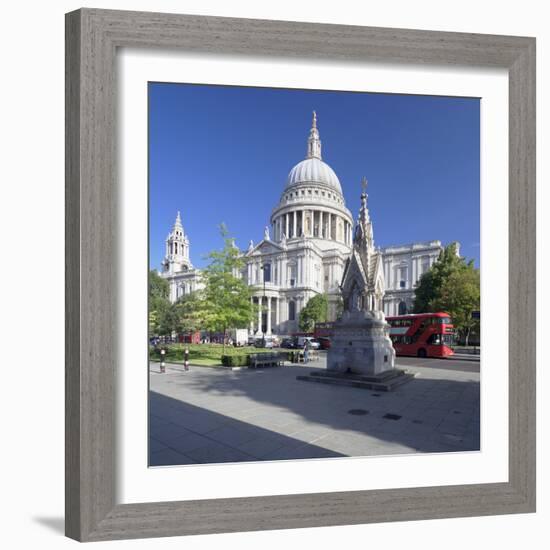 St. Paul's Cathedral, and Red Double Decker Bus, London, England, United Kingdom, Europe-Markus Lange-Framed Photographic Print