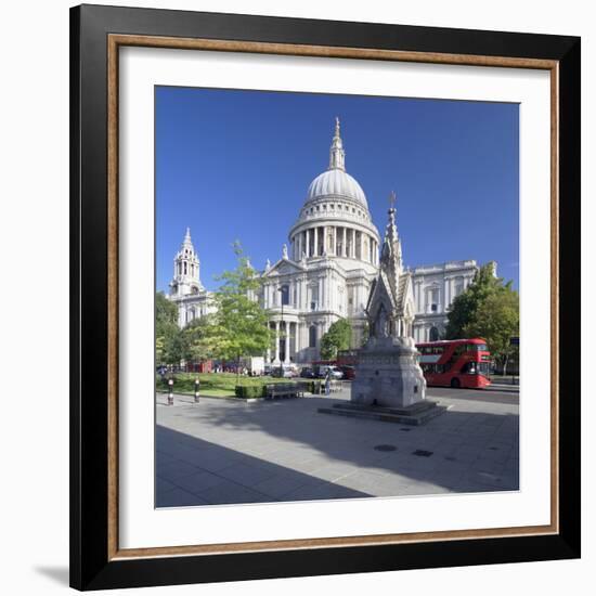 St. Paul's Cathedral, and Red Double Decker Bus, London, England, United Kingdom, Europe-Markus Lange-Framed Photographic Print