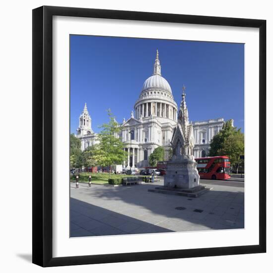 St. Paul's Cathedral, and Red Double Decker Bus, London, England, United Kingdom, Europe-Markus Lange-Framed Photographic Print