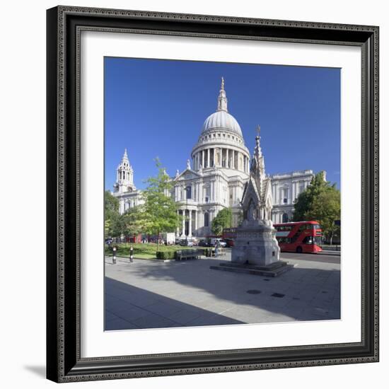 St. Paul's Cathedral, and Red Double Decker Bus, London, England, United Kingdom, Europe-Markus Lange-Framed Photographic Print