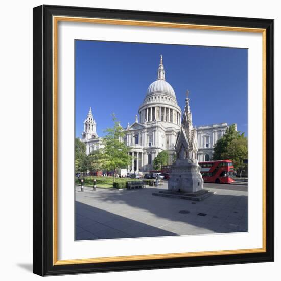 St. Paul's Cathedral, and Red Double Decker Bus, London, England, United Kingdom, Europe-Markus Lange-Framed Photographic Print