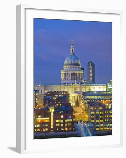 St Paul's Cathedral at night, London-Pawel Libera-Framed Photographic Print