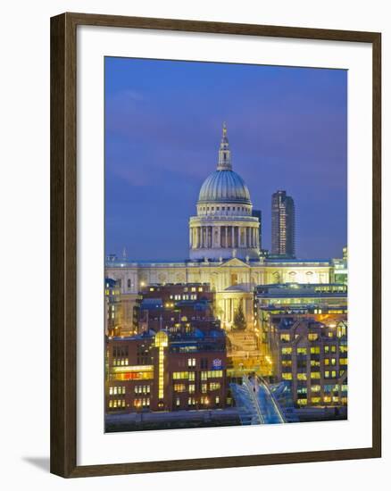 St Paul's Cathedral at night, London-Pawel Libera-Framed Photographic Print