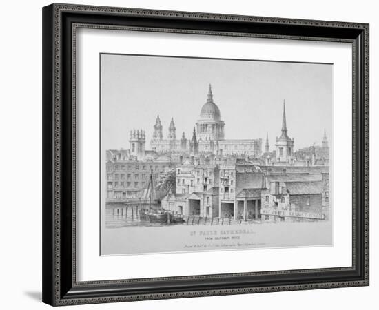 St Paul's Cathedral from Southwark Bridge, City of London, 1835-null-Framed Giclee Print