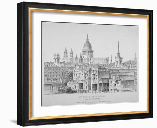 St Paul's Cathedral from Southwark Bridge, City of London, 1835-null-Framed Giclee Print