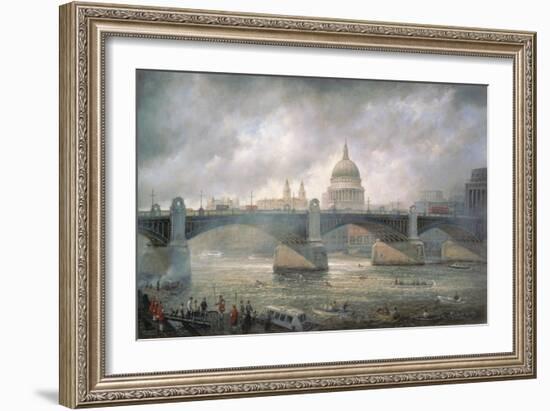 St. Paul's Cathedral from the Southwark Bank, Doggett Coat and Badge Race in Progress-Richard Willis-Framed Giclee Print