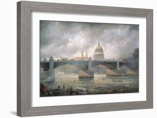 St. Paul's Cathedral from the Southwark Bank, Doggett Coat and Badge Race in Progress-Richard Willis-Framed Giclee Print