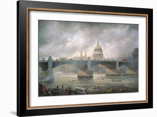 St. Paul's Cathedral from the Southwark Bank, Doggett Coat and Badge Race in Progress-Richard Willis-Framed Giclee Print