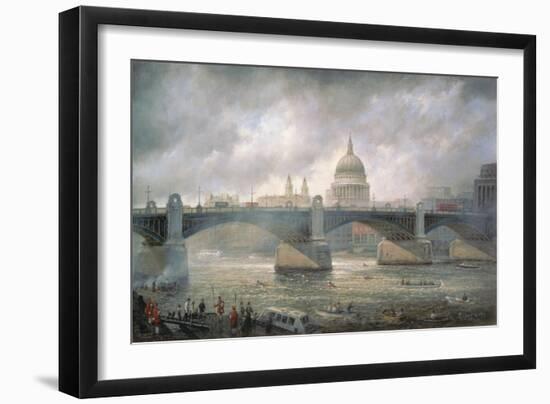 St. Paul's Cathedral from the Southwark Bank, Doggett Coat and Badge Race in Progress-Richard Willis-Framed Giclee Print