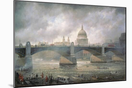 St. Paul's Cathedral from the Southwark Bank, Doggett Coat and Badge Race in Progress-Richard Willis-Mounted Giclee Print