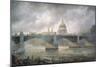 St. Paul's Cathedral from the Southwark Bank, Doggett Coat and Badge Race in Progress-Richard Willis-Mounted Giclee Print