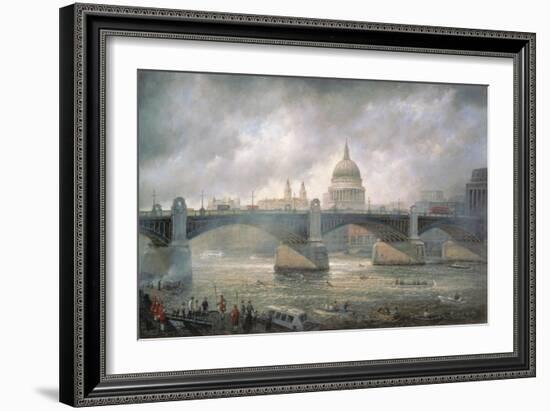 St. Paul's Cathedral from the Southwark Bank, Doggett Coat and Badge Race in Progress-Richard Willis-Framed Giclee Print