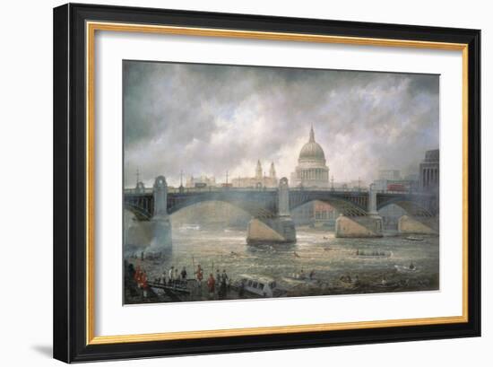 St. Paul's Cathedral from the Southwark Bank, Doggett Coat and Badge Race in Progress-Richard Willis-Framed Giclee Print