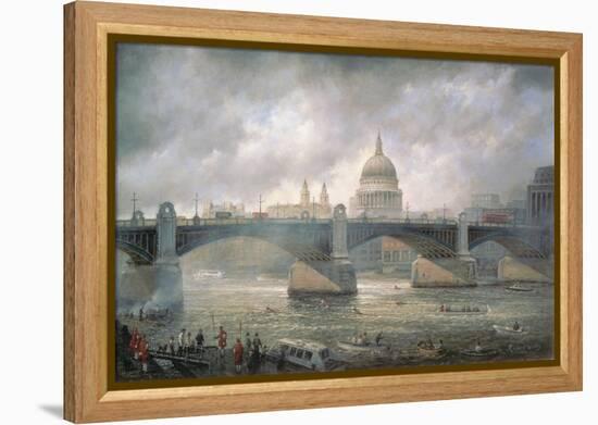 St. Paul's Cathedral from the Southwark Bank, Doggett Coat and Badge Race in Progress-Richard Willis-Framed Premier Image Canvas