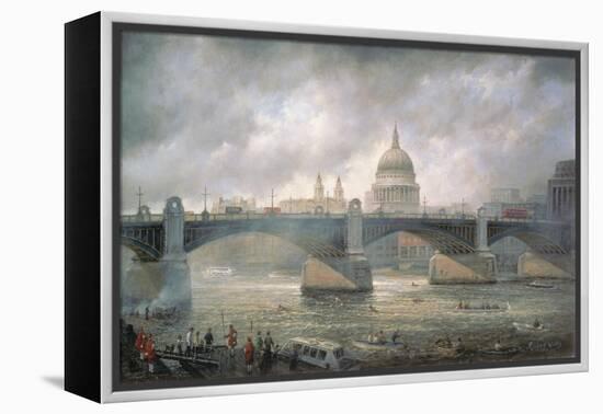St. Paul's Cathedral from the Southwark Bank, Doggett Coat and Badge Race in Progress-Richard Willis-Framed Premier Image Canvas