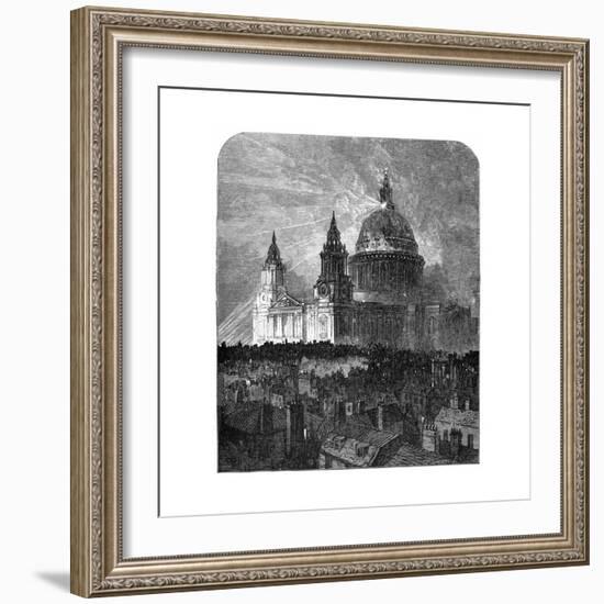 St Paul's Cathedral Illuminated for Thanksgiving Day, London, 1900-null-Framed Giclee Print