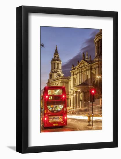 St. Paul's Cathedral in London at Dusk.-David Bank-Framed Photographic Print