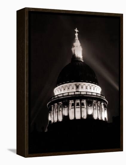 St. Paul's Cathedral in London Lit up at Night for Victory Day Celebrations, June 1946-null-Framed Premier Image Canvas