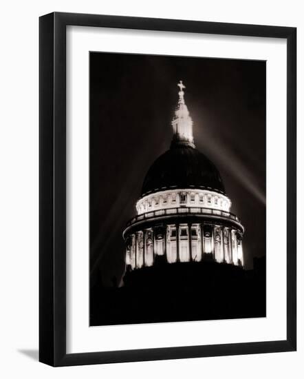 St. Paul's Cathedral in London Lit up at Night for Victory Day Celebrations, June 1946-null-Framed Photographic Print