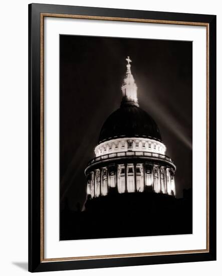 St. Paul's Cathedral in London Lit up at Night for Victory Day Celebrations, June 1946-null-Framed Photographic Print