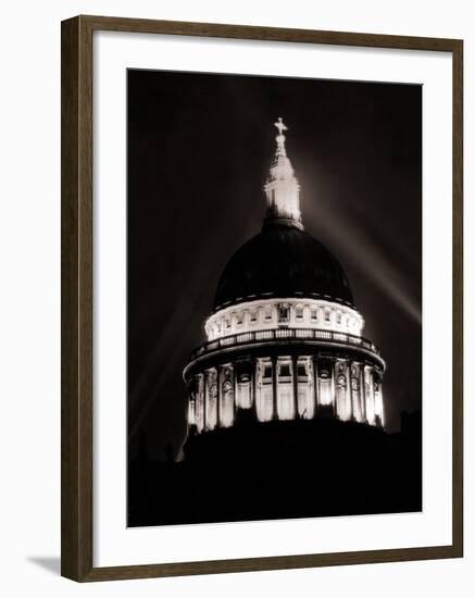 St. Paul's Cathedral in London Lit up at Night for Victory Day Celebrations, June 1946-null-Framed Photographic Print