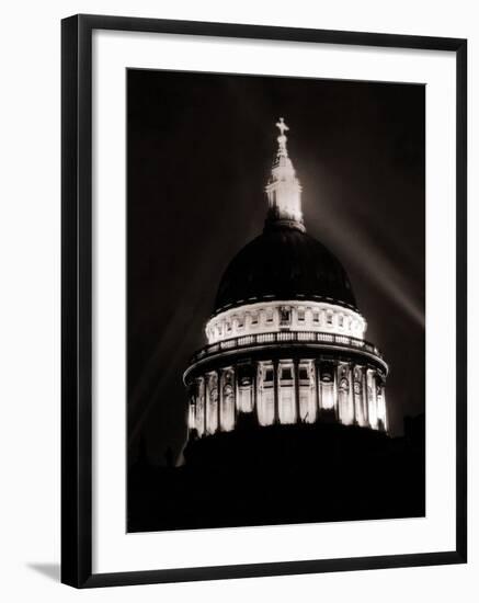 St. Paul's Cathedral in London Lit up at Night for Victory Day Celebrations, June 1946-null-Framed Photographic Print