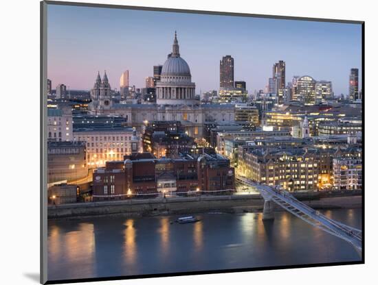 St Paul's Cathedral, London, is seen from across River Thames at dusk-Charles Bowman-Mounted Photographic Print