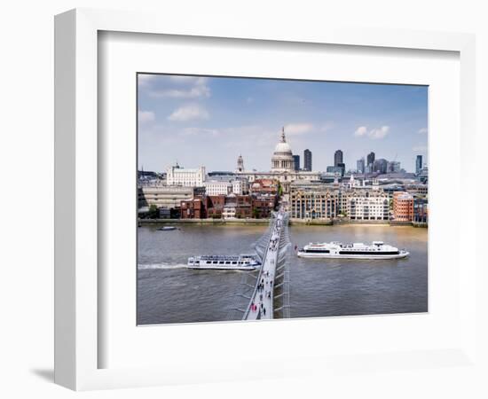 St Paul's Cathedral, London, is seen from across River Thames-Charles Bowman-Framed Photographic Print