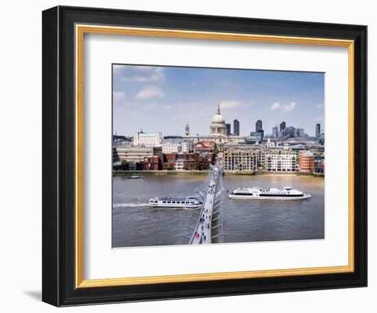 St Paul's Cathedral, London, is seen from across River Thames-Charles Bowman-Framed Photographic Print