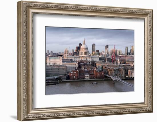 St Paul's Cathedral, London, is seen from across River Thames-Charles Bowman-Framed Photographic Print