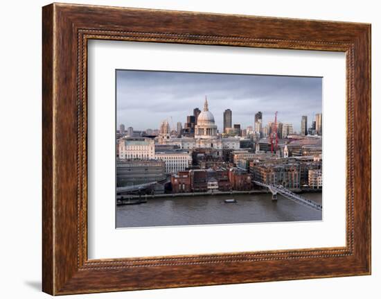 St Paul's Cathedral, London, is seen from across River Thames-Charles Bowman-Framed Photographic Print