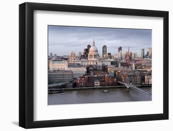 St Paul's Cathedral, London, is seen from across River Thames-Charles Bowman-Framed Photographic Print