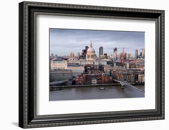 St Paul's Cathedral, London, is seen from across River Thames-Charles Bowman-Framed Photographic Print