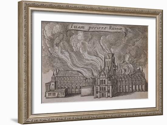 St Paul's Cathedral, London, on Fire, 1666-Wenceslaus Hollar-Framed Giclee Print