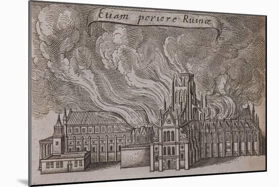 St Paul's Cathedral, London, on Fire, 1666-Wenceslaus Hollar-Mounted Giclee Print