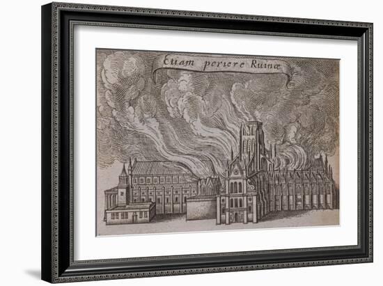 St Paul's Cathedral, London, on Fire, 1666-Wenceslaus Hollar-Framed Giclee Print