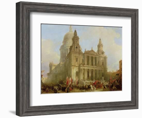 St. Paul's Cathedral with the Lord Mayor's Procession, 1836-David Roberts-Framed Giclee Print