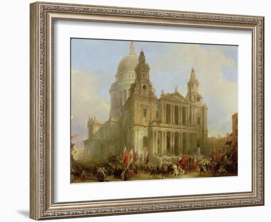 St. Paul's Cathedral with the Lord Mayor's Procession, 1836-David Roberts-Framed Giclee Print