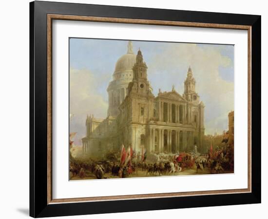 St. Paul's Cathedral with the Lord Mayor's Procession, 1836-David Roberts-Framed Giclee Print