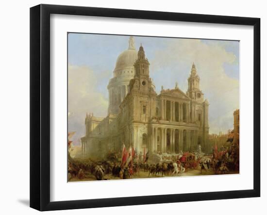 St. Paul's Cathedral with the Lord Mayor's Procession, 1836-David Roberts-Framed Giclee Print