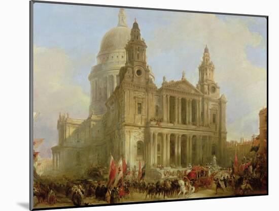 St. Paul's Cathedral with the Lord Mayor's Procession, 1836-David Roberts-Mounted Giclee Print