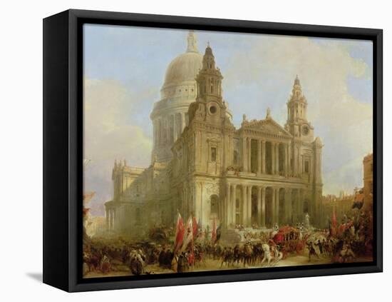St. Paul's Cathedral with the Lord Mayor's Procession, 1836-David Roberts-Framed Premier Image Canvas