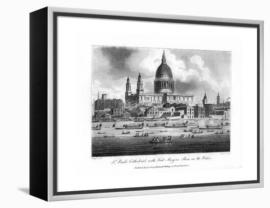 St Paul's Cathedral, with the Lord Mayor's Show on the Water, London, 1804-Newton-Framed Premier Image Canvas