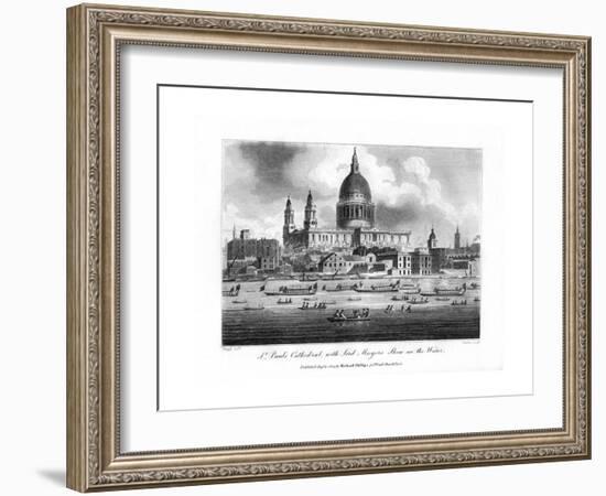 St Paul's Cathedral, with the Lord Mayor's Show on the Water, London, 1804-Newton-Framed Giclee Print
