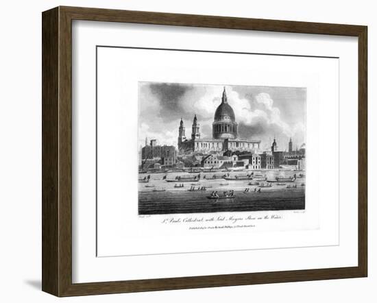 St Paul's Cathedral, with the Lord Mayor's Show on the Water, London, 1804-Newton-Framed Giclee Print