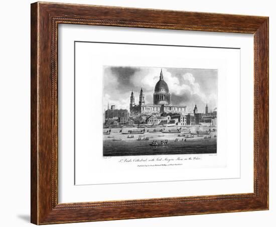 St Paul's Cathedral, with the Lord Mayor's Show on the Water, London, 1804-Newton-Framed Giclee Print